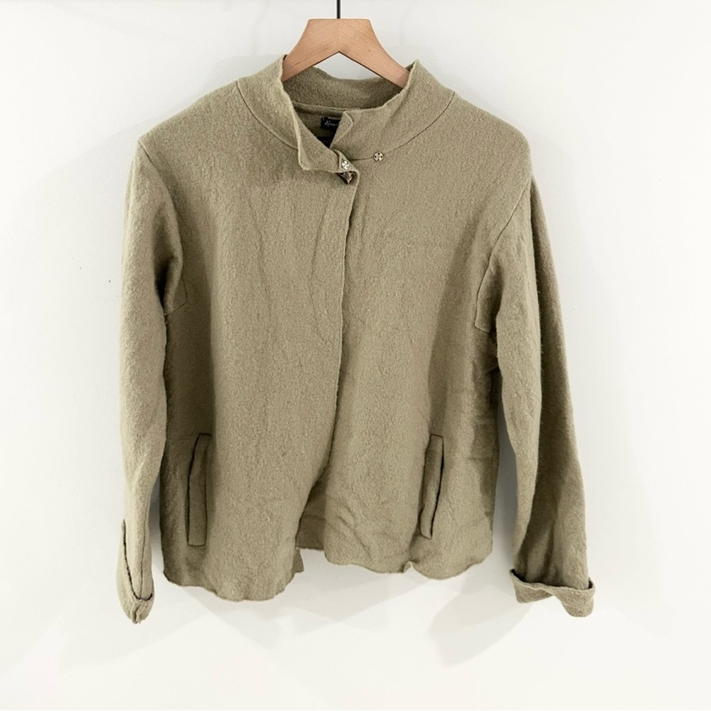 Alexandra Bartlett One Button Wool Jacket Green S… - image 1